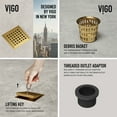 thumbnail image 5 of VIGO Elan Square Shower Drain in Matte Brushed Gold, 5 of 9
