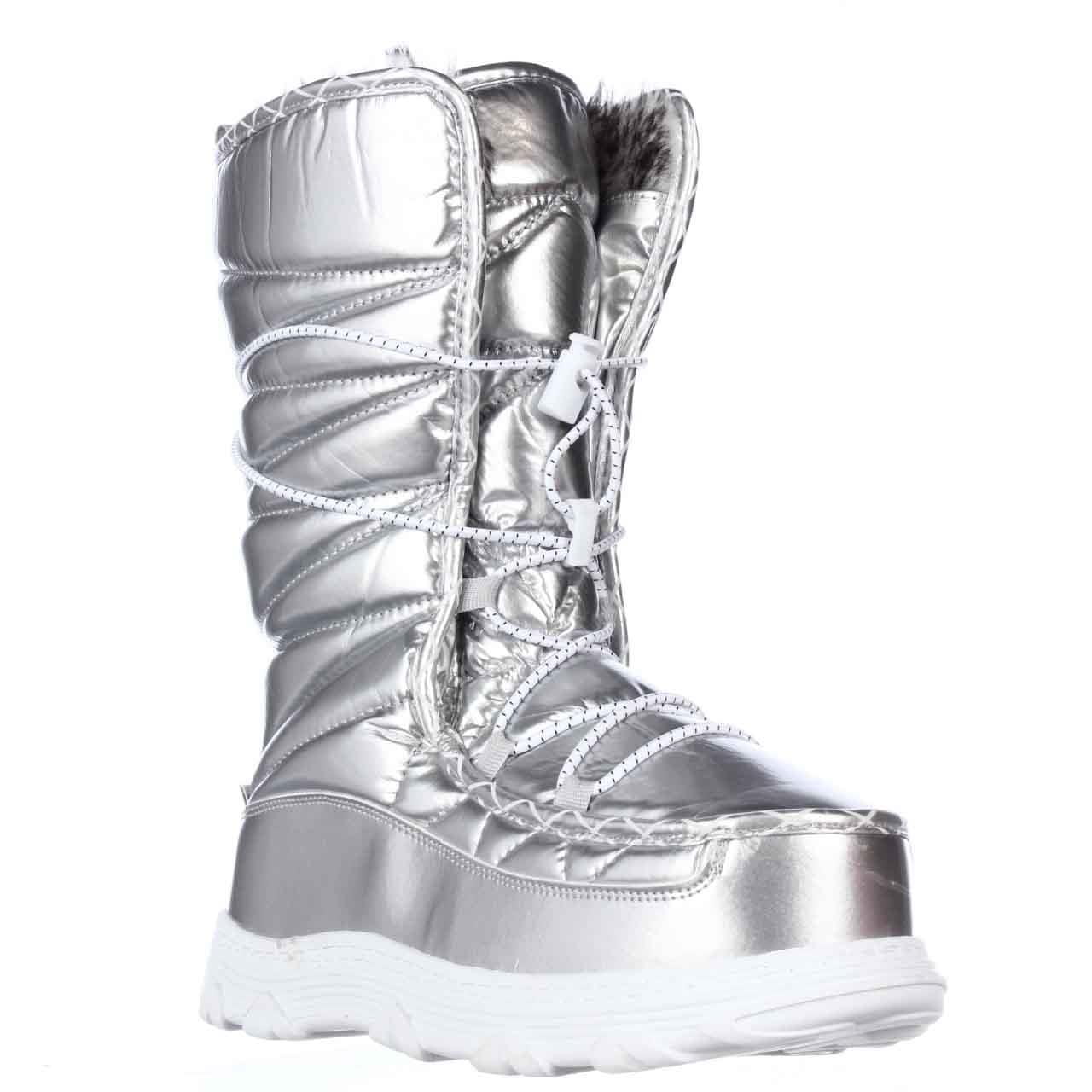 metallic silver snow boots
