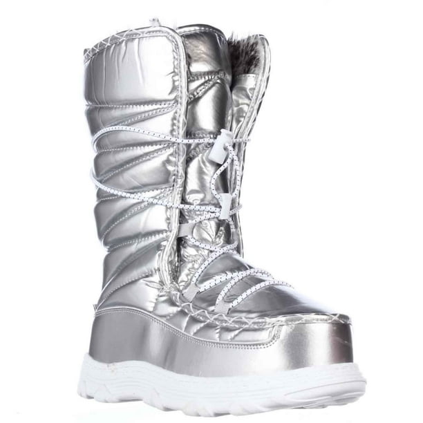 metallic silver snow boots