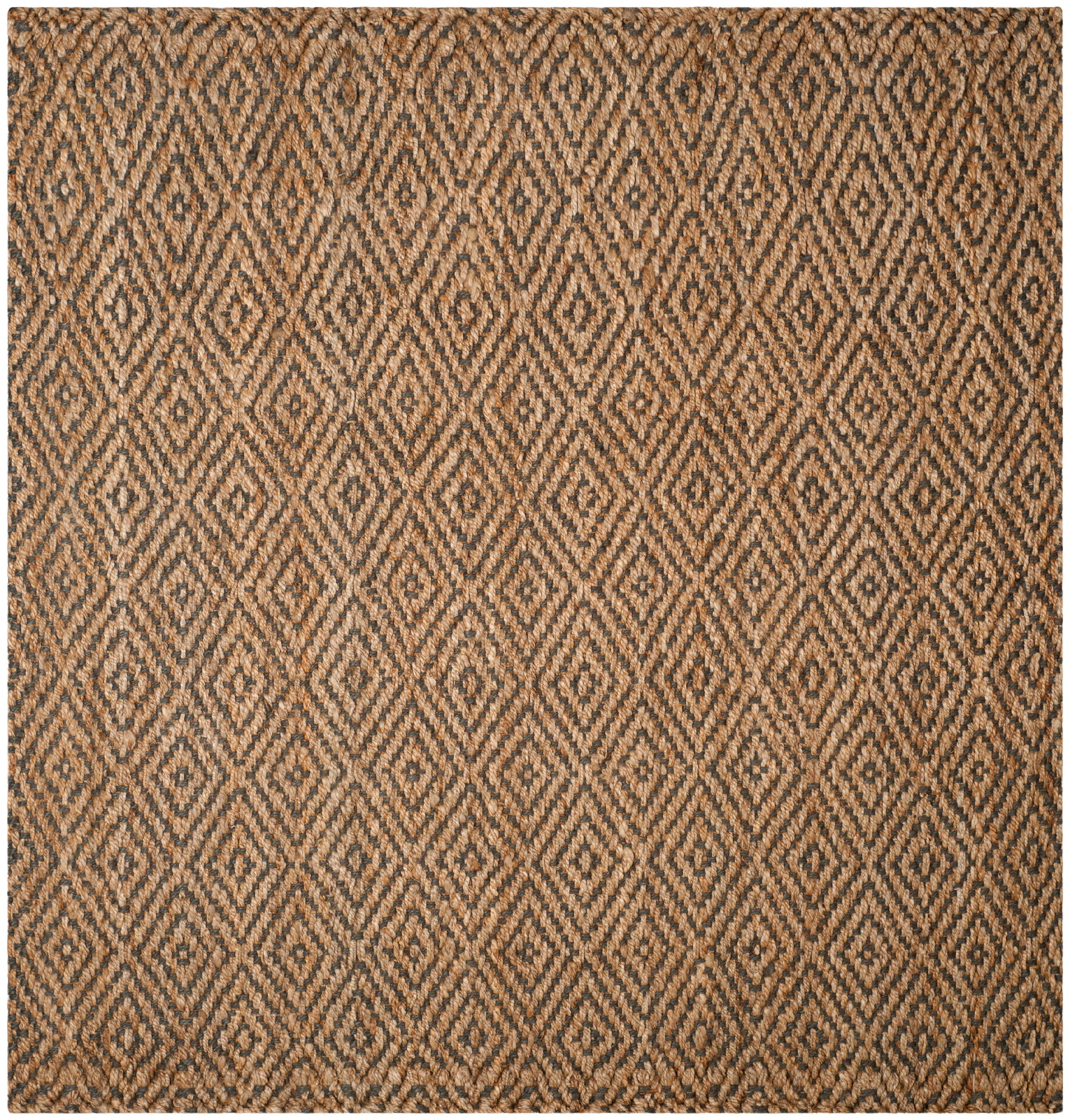 SAFAVIEH Natural Fiber Emory Geometric Jute Area Rug, Natural/Grey, 5' x 5' Square