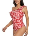 thumbnail image 2 of Haiem Red Hibiscus Flower Women's One Piece Swimsuits Tummy Control One Shoulder Bathing Suits Ruffle Swimwear-Large, 2 of 8