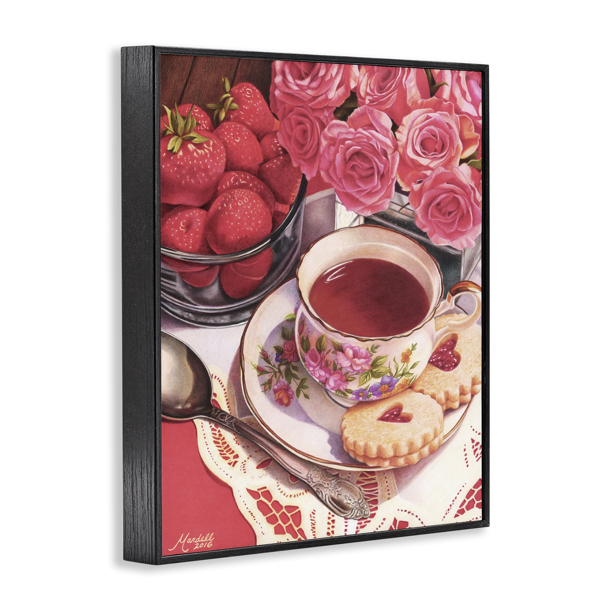 Stupell Industries Valentine's Day Tea Food & Beverage Painting Black Framed Art Print Wall Art, 11 x 14