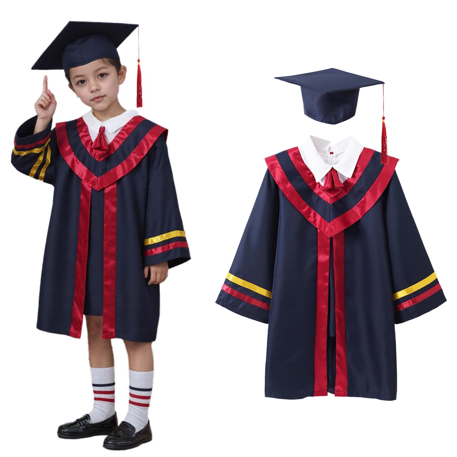 Childrens Graduation Cap and Gown Set with Tassel Kids Graduation Outfit Graduation Robe 12-13 Years