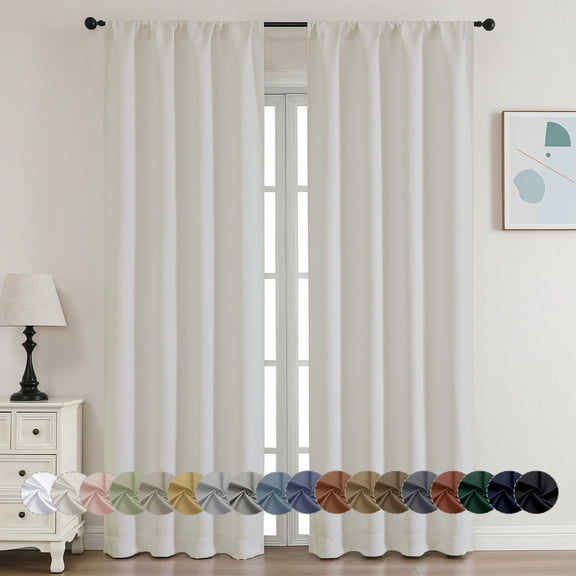 OVZME Natural Blackout Curtains 84 inch Length 2 Panels Set, Light Filtering Room Darkening Window Treatment, Privacy Curtains Drapes for Bedroom Living Room, W40 x L84 inch, Natural Beige
