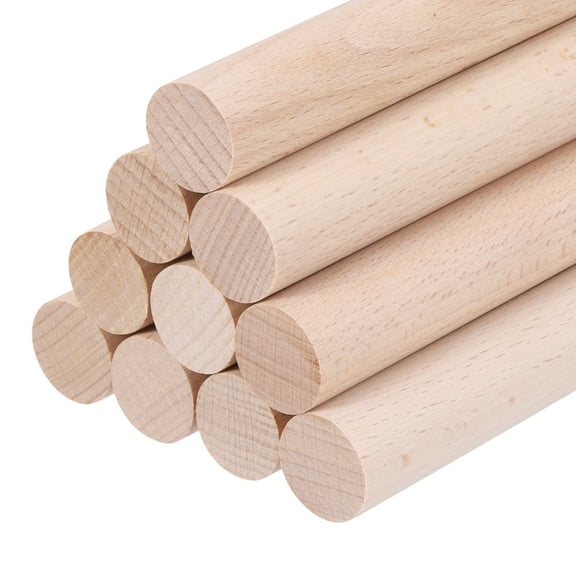 Wooden Dowel Rods,(15mm)5/8 x 6 Inch Round Wooden Rod for DIY,Pack of 10