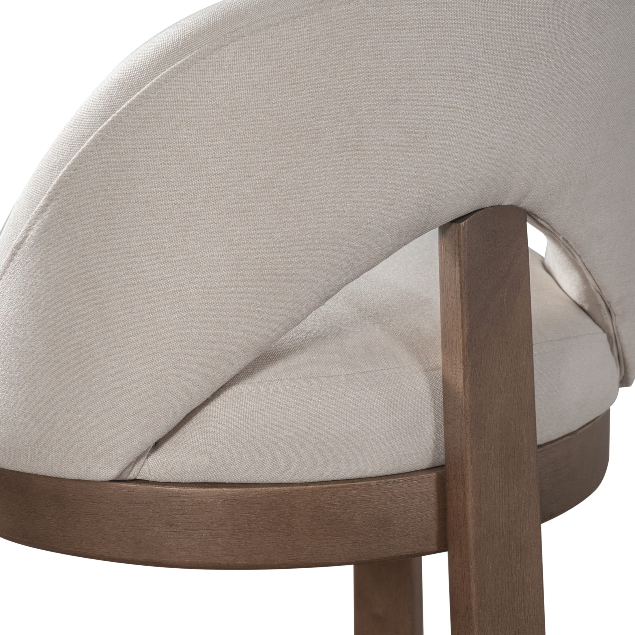 Christopher Knight Home Modern Upholstered Counter Stools with Curved Back, Wood Frame, Walnut+Beige, Set of 4