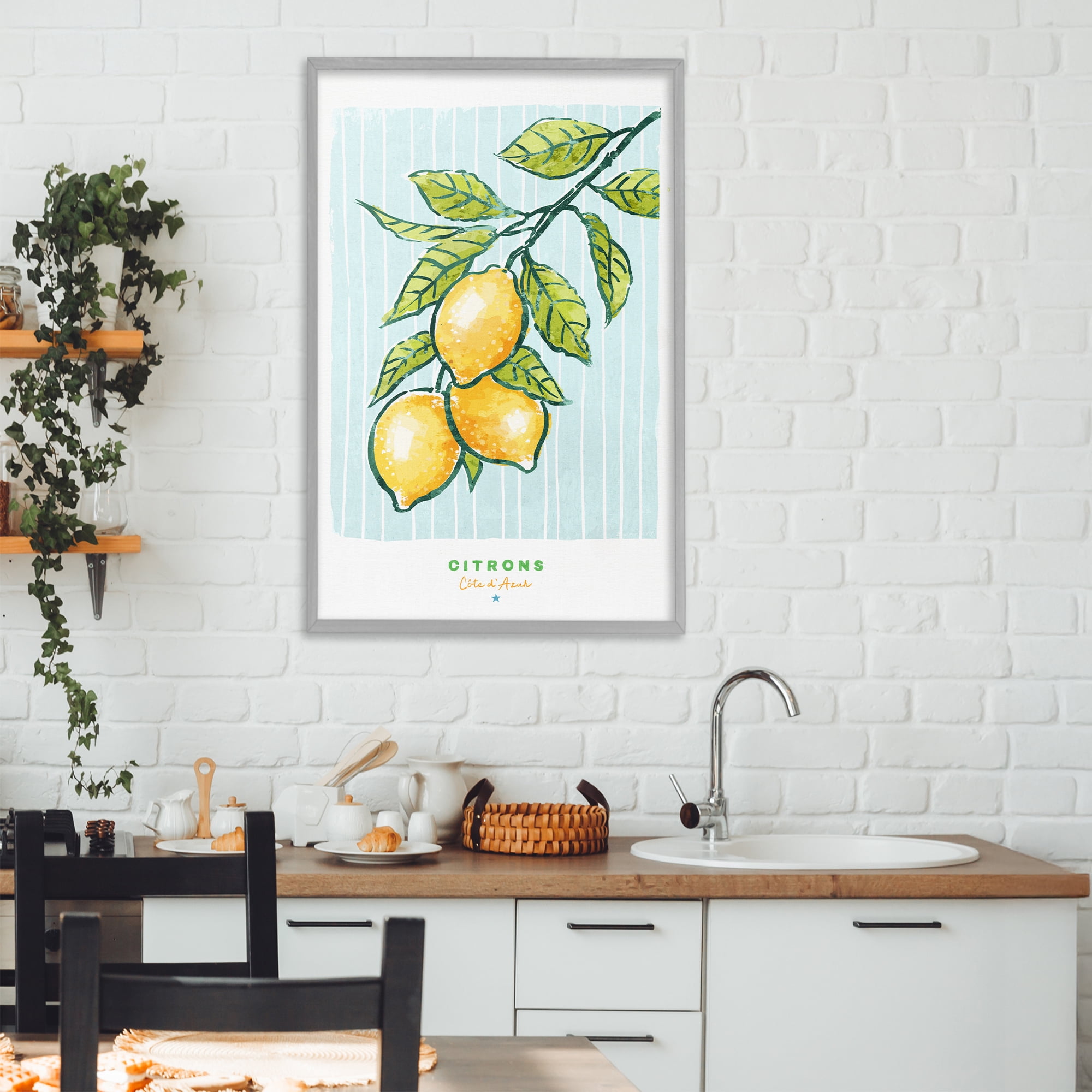 Stupell Industries Modern Bistro Lemons Gray Framed Giclee Art, design by Chad Barrett