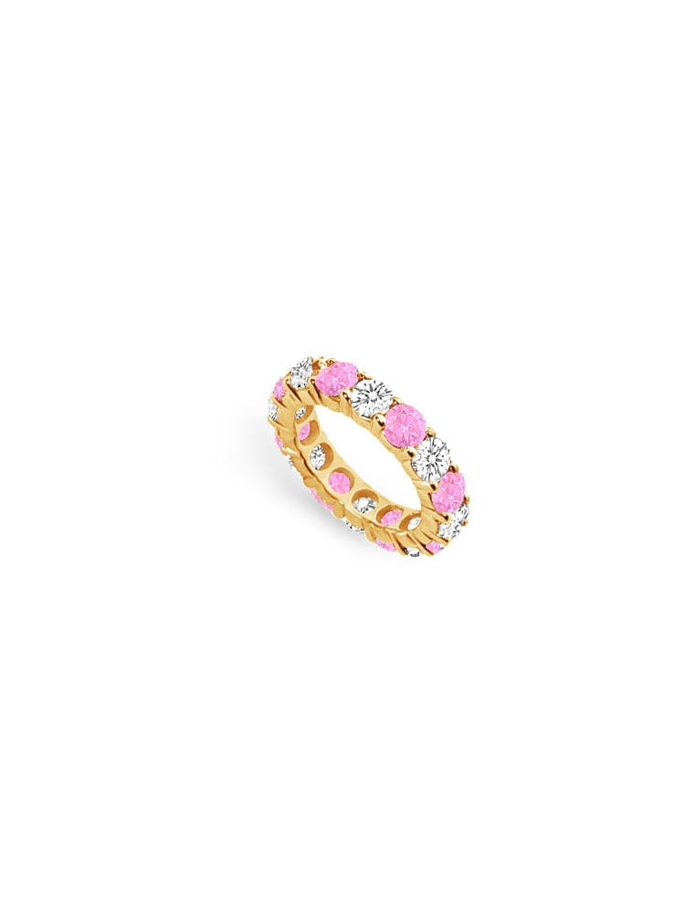 8 Carat Cubic Zirconia and Created Pink Sapphire Eternity Band in 18K Yellow Gold Vermeil by Love Bright
