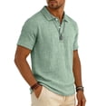 thumbnail image 3 of Resicozy Mens Polo Shirts Casual Short Sleeve Athletic T-Shirts Classic Linen Collar Shirt Summer Solid Color Tops Light Green 3XL, 3 of 7