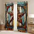 thumbnail image 2 of Manfei Vintage Wooden Stars Blackout Curtains Set of 2 (52x84 Each),Boho Farmhouse Cabin Curtain,Brown Blue, 2 of 6