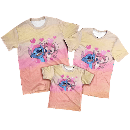 

Fnyko Family Matching Cartoon T Shirt Lilo & Stitch Printed Casual Shortsleeve Polyester O-Neck Street T Shirt for Men Women Boys Girls