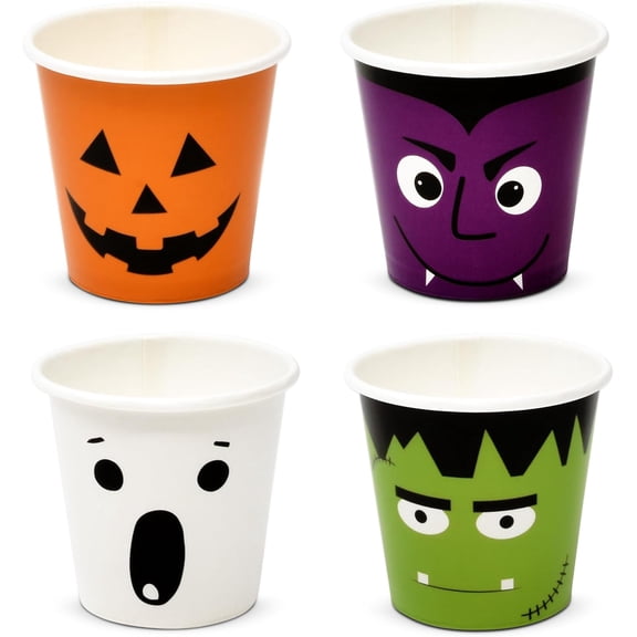 Gift Boutique 200 Pcs Halloween Shot Cups 2oz Paper Disposable Shot Glasses 4 Character Designs Mini Party Cup for Drinking Serving Samples Tasting