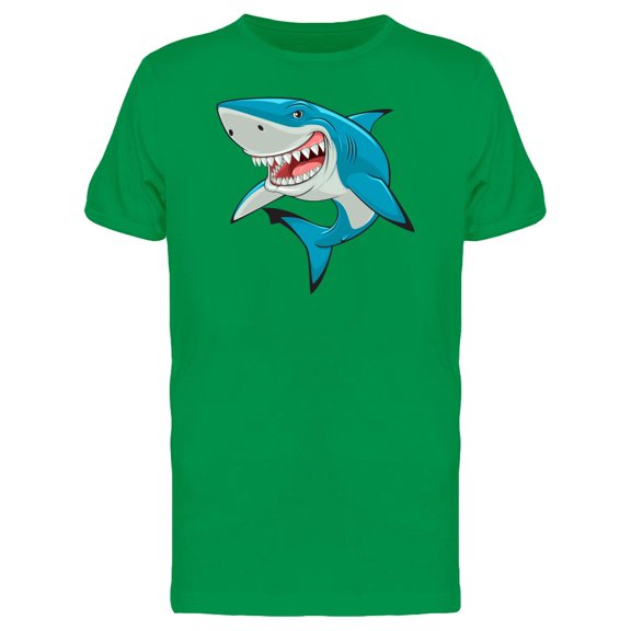 Toothy Blue Shark Cartoon Tee Men's -Image by Shutterstock