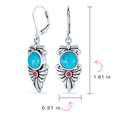 thumbnail image 4 of Bling Jewelry Womens Western  Style Turquoise & Carnelian Gemstone Dangle Earrings, 4 of 6