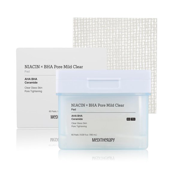 Almohadillas de tóner MEDITHERAPY Niacin X BHA Pore Mild Clear, 60 almohadillas
