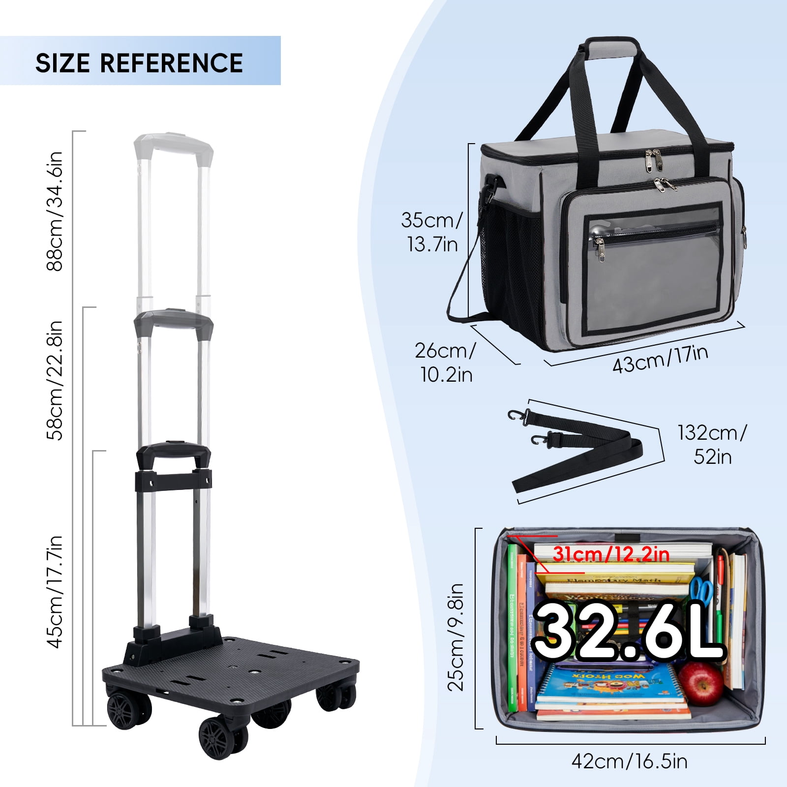Fegat Rolling Craft Bag,Large Scrapbook Sewing Machine Tote Bag,Roller with Laptop Compartment,Detachable Cart,Sewing Accessories Tote for Women,Craft,Teaching,Office