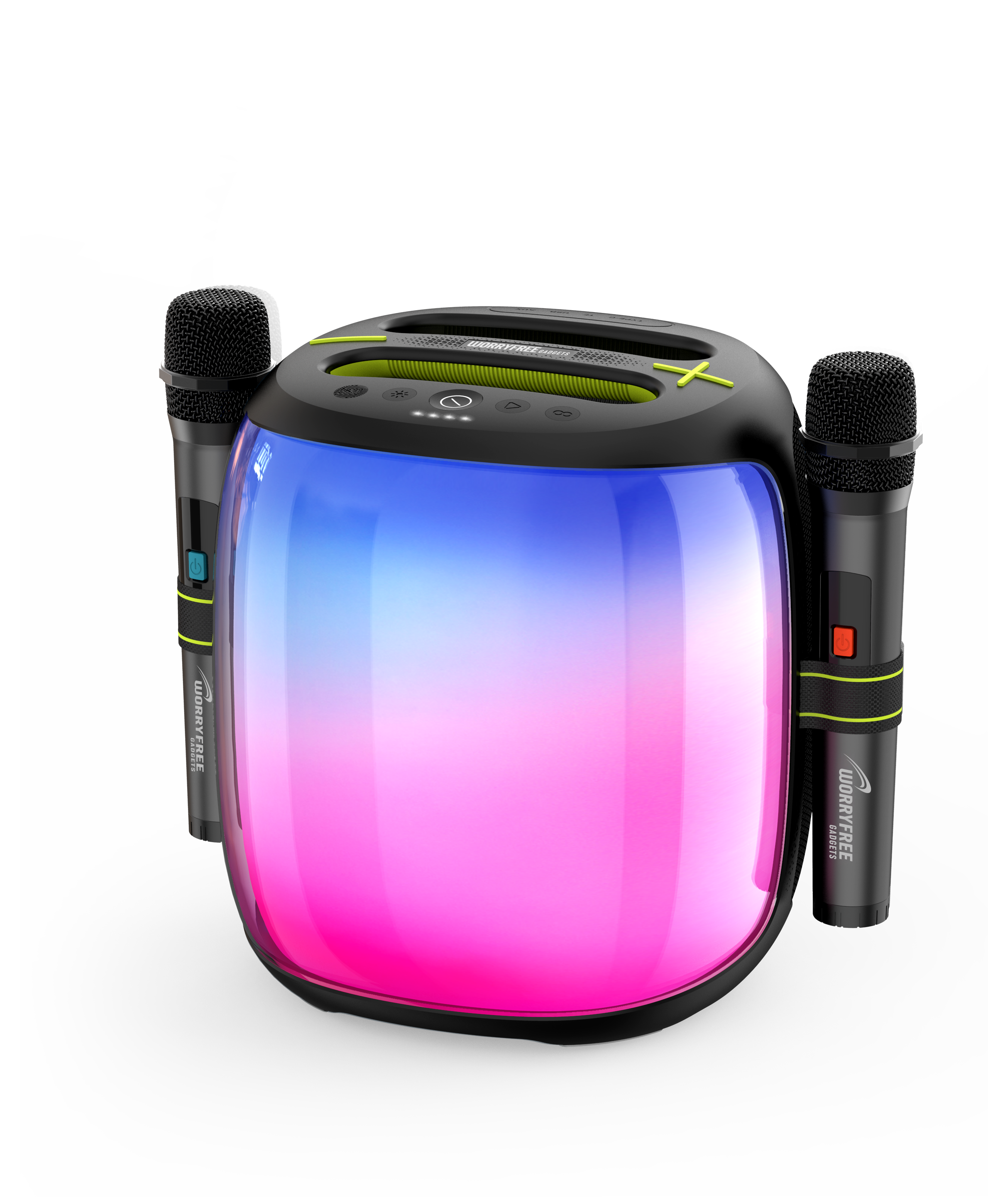 100W Portable Bluetooth Party Speaker with Two Microphones, Tripod stand LED Lights