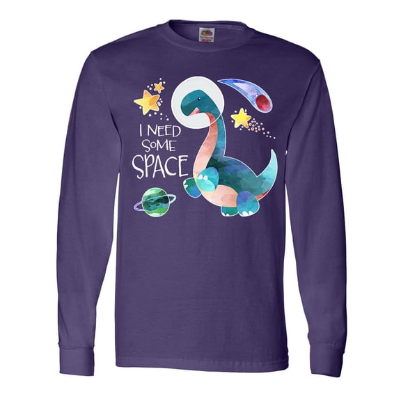 Inktastic I Need Some Space Dinosaur Astronaut with Stars and Planet Long Sleeve T-Shirt