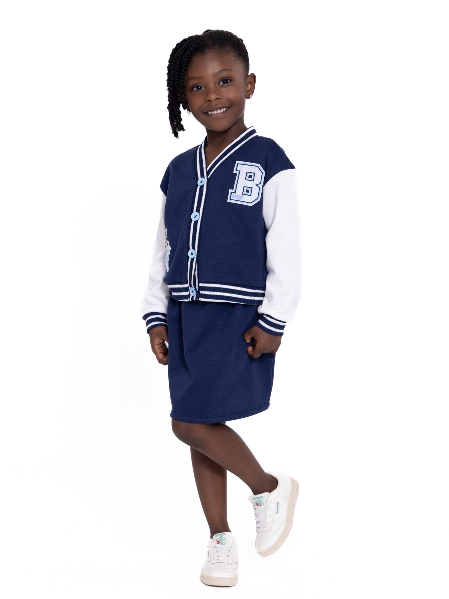 Bluey Toddler Girls Varsity Jacket and Skirt Set, Sizes 12M-5T