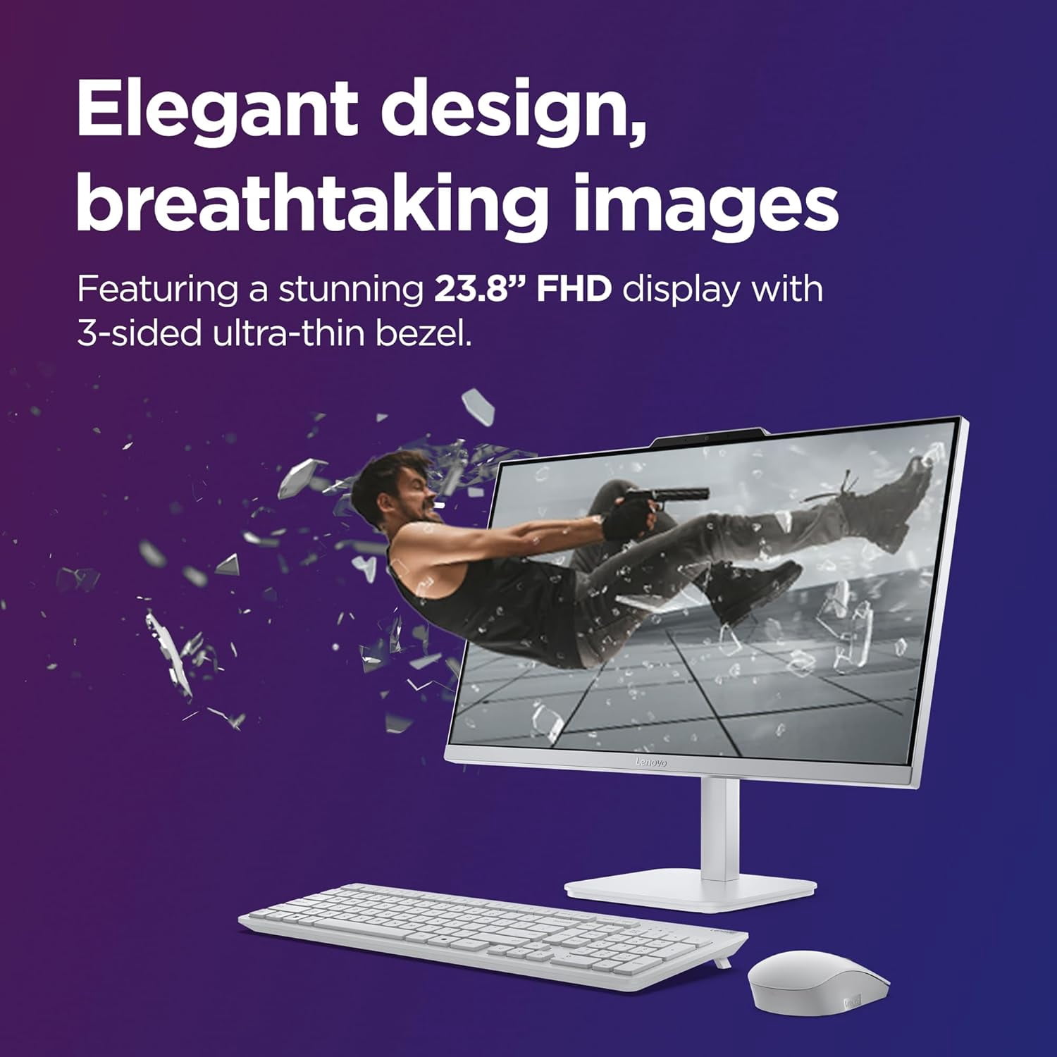 Lenovo A100 23.8" FHD All-in-One, Intel Core i3-N305, 8GB RAM, 512GB SSD, Windows 11 Home