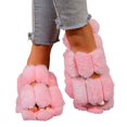 thumbnail image 5 of Women's Cozy Winter Slippers Fuzzy Plush Slip On Design New Double Bar Slippers Home Gradient Candy Color Indoor Ladies Slippers, 5 of 9