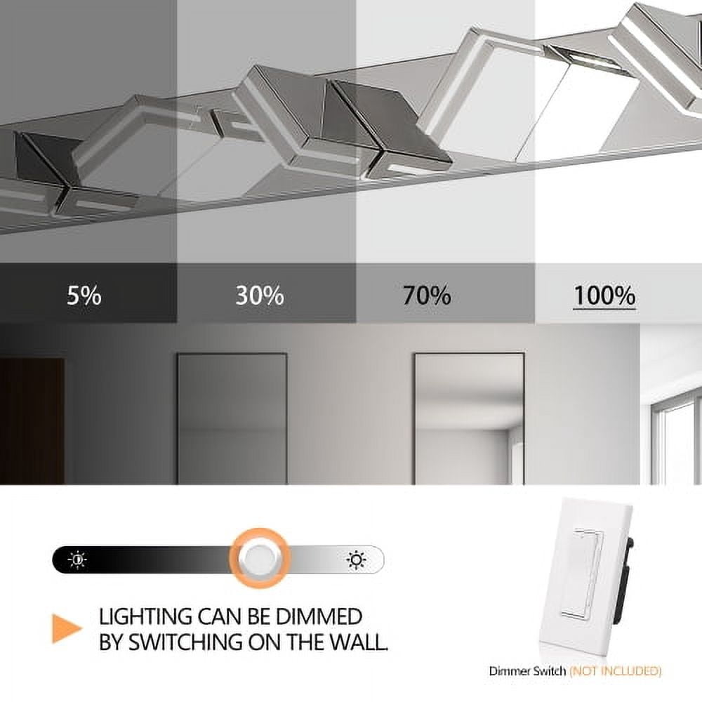 Hi-LIGHTS,7-Lights Modern Chrome LED Vanity Light,Wall Sconce,Sleek Minimalist Design,Energy-Efficient for Bathroom,Dressing room,Living Room,Bedroom(Chrome)
