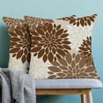 thumbnail image 2 of Fall Brown Outdoor Pillow Covers 18x18 Inch Set of 2 Beige White Dahlia Floral Decor Throw Pillows Modern Geometry Flower Decorative Cushion Cases for Sofa Couch Bed Decorations, 2 of 6