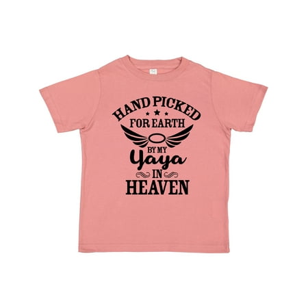 

Inktastic Handpicked for Earth By My Yaya in Heaven with Angel Wings Boys or Girls Toddler T-Shirt