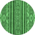 thumbnail image 1 of Ahgly Company Indoor Round Abstract Emerald Green Modern Area Rugs, 3' Round, 1 of 4