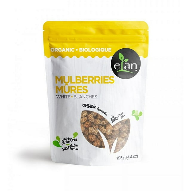 ELAN Organic White Mulberries (GMO & Gluten Free), 8 Count, 125g