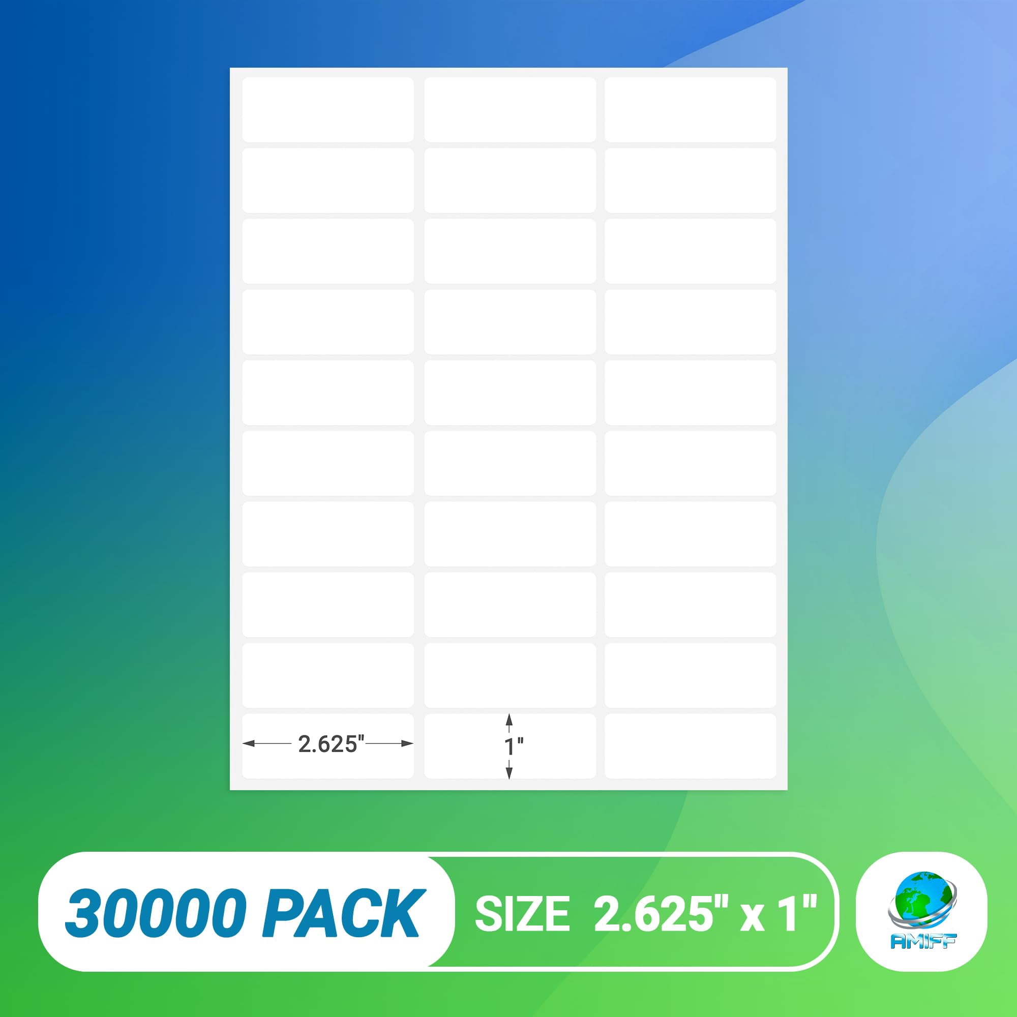 Shipping Labels White Matte Permanent Adhesive Laser Sheet Labels 30000 count 2.625 x 1 in