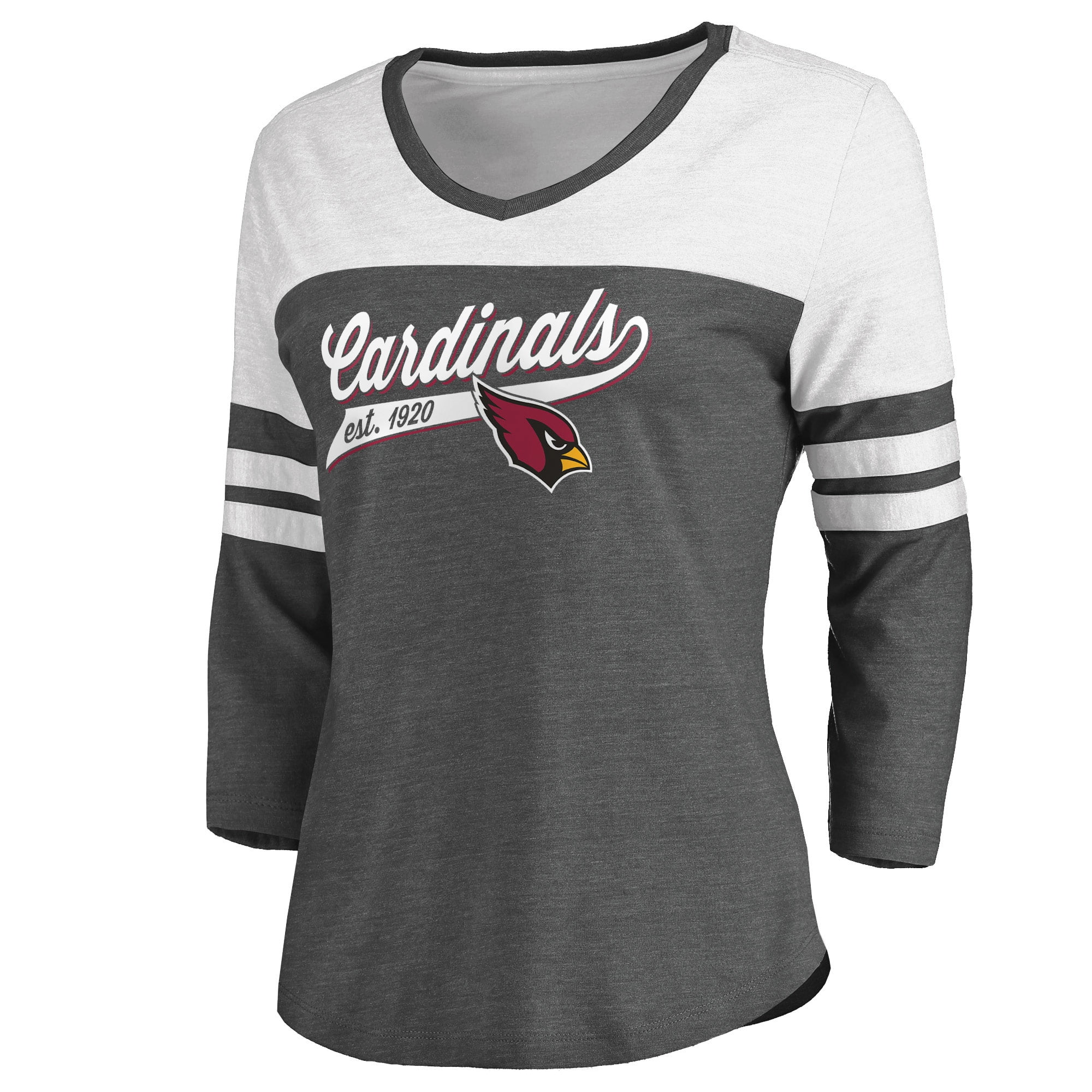 47 Brand / Women's Arizona Cardinals White Wash Raglan Three-Quarter Sleeve  T-Shirt