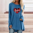 thumbnail image 2 of Pompotops Mode Femmes Col Rond Manches Longues Imprimé Casual T-Shirt Chemisier Tops Dégagement, 2 of 4