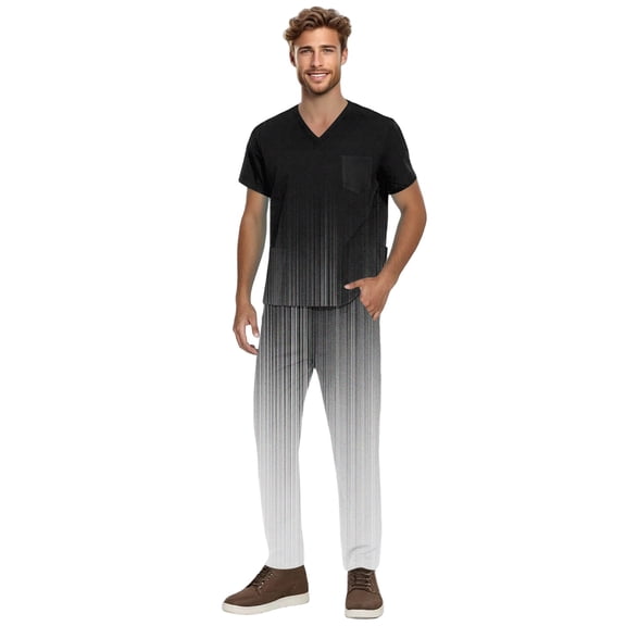 HAJWOH Scrubs for Men Set 2XL Stretchy Nursing Uniform Short Sleeve V Neck Scrub & Jogger Pants Solid Color Medical Scrub Sets with Multi Pocket Dark Gray 2XL