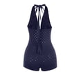 thumbnail image 6 of Women's Halter Deep V Neck Backless Polka Dot Romper Bodycon Short Party Jumpsuit Outfit, 6 of 7