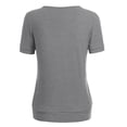 thumbnail image 2 of Made by Johnny Women's Scoop Neck Short Sleeve Pleated Front Blouse Tunic Top M HEATHER_DARK_GREY, 2 of 6