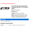 thumbnail image 2 of Front Left Driver Side Fog Light Bezel - Compatible with 2006 - 2011 Chevy Impala 2007 2008 2009 2010, 2 of 2