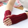 thumbnail image 3 of SPRING PARK Unisex Women Men Winter Thick Warm Knitted Stretch Soft Fingerless Half Finger Flat Long Gloves, 3 of 5