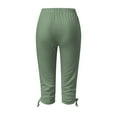thumbnail image 7 of Capri Leggings for Women Summer Casual Elastic High Waist Drawstring Ruched Hem Workout Yoga Cropped Capris Pants, 7 of 7