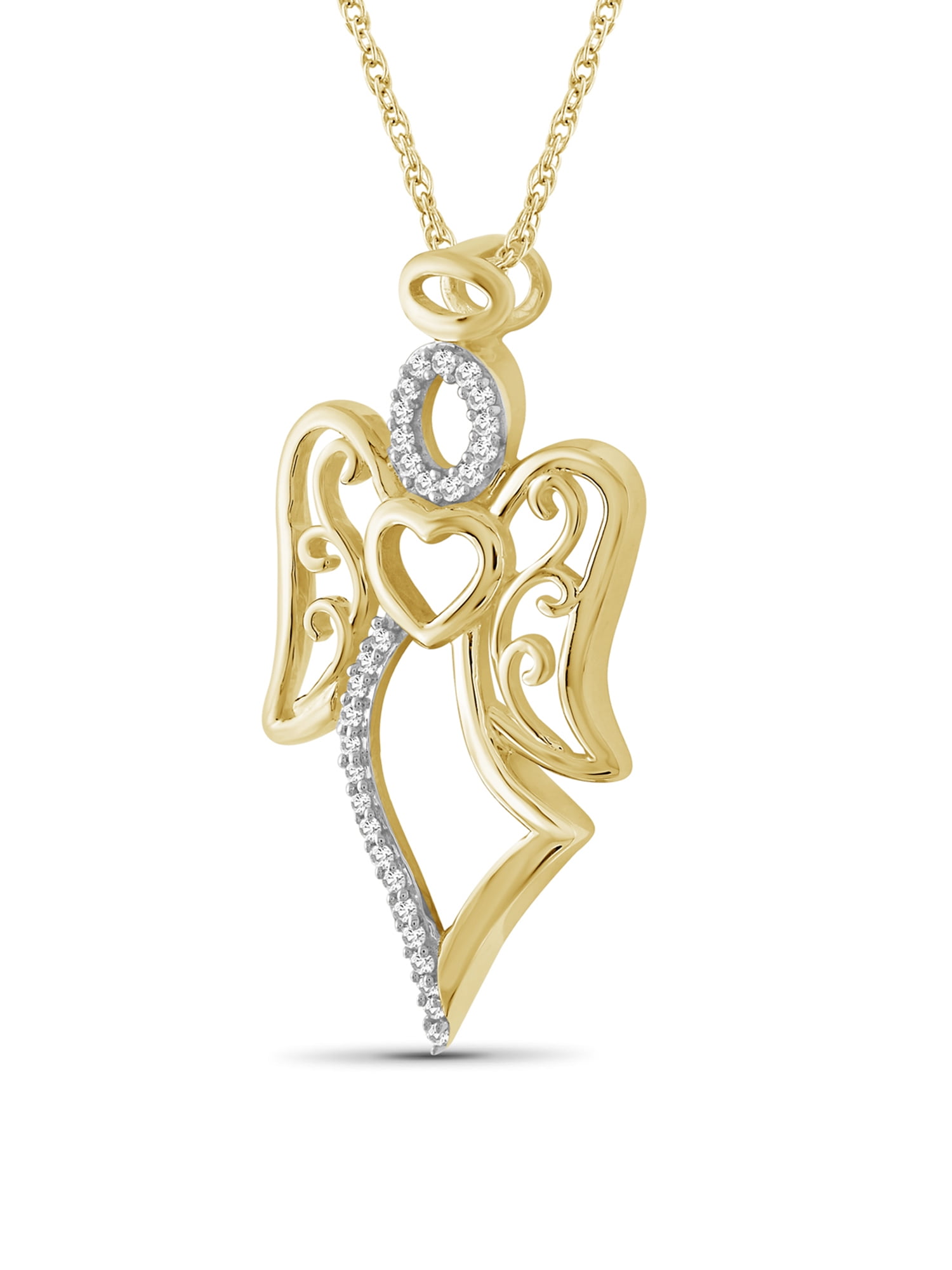 JewelersClub Chain Necklace for Women 14K Gold Plated Silver White Diamonds