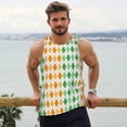 thumbnail image 6 of Lsque St. Patrick's day argyle Pattern Mens Tank Tops Muscle Athletic Quick Dry Sleeveless Workout Fitness T Shirts Beach Tank Top, Loose-fit Sleeveless Shirt for Men-3X-Large, 6 of 7