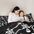 thumbnail image 4 of Manfei Gothic Skull 7pcs Bedding Comforter Set,Funny Halloween Skeleton Queen Bedding Sets,White Black Queen Sheet Sets For Boys,Microfiber Bedroom Decor Reversible, 4 of 8