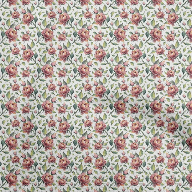 oneOone Polyester Spandex White Fabric Florals Fabric For Sewing Printed Craft Fabric By The Yard 56 Inch Wide