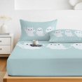 thumbnail image 6 of King Size Fitted Sheet Set - Turquoise Halloween 3 Piece Bedding Sets 16" Deep Pocket Fitted Sheet with 2 Pillowcases, Funny Ghost Cute Cartoon Spooky Brushed Microfiber Hotel Luxury Bed Sheets, 6 of 9