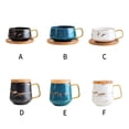 thumbnail image 3 of Inteprter Taza de cerámica de estilo nórdico, taza con diseño de canicas con cuchara, contenedor de comida para desayuno de avena, vaso, Teteras Blanco/Corto Inteprter HA081675-03, 3 of 6