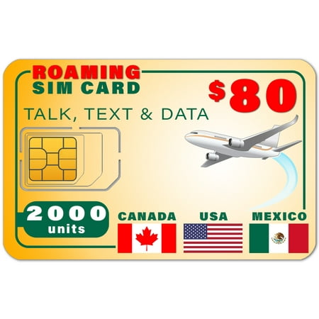 USA Canada Mexico GSM SIM Card - Rollover 2000 Minutes Talk Text Data 1 Year Wireless