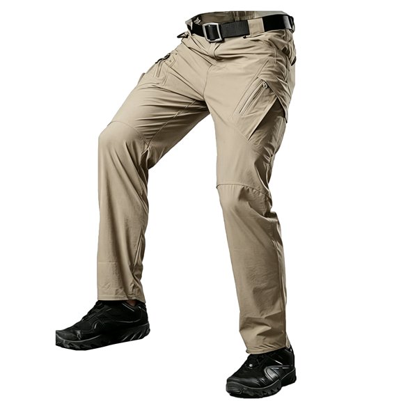 Men UV Shield Outdoor Cargo Pants Stretch Light Durable 6 Pocket Daily Work Trousers S-XXL