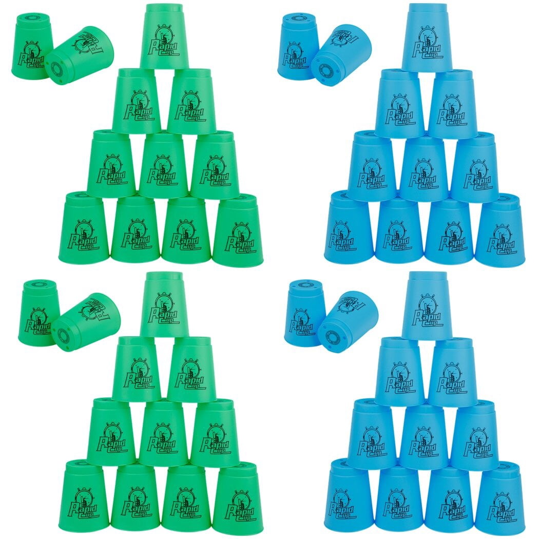 48 Pcs Gobelets Empilables de Sport, Jeu Amusant Rapide pour Défi Compétition, Jeu d'Entraînement de Vitesse, Cadeau de Fête de Voyage pour Enfants et Adultes, Bleu+vert