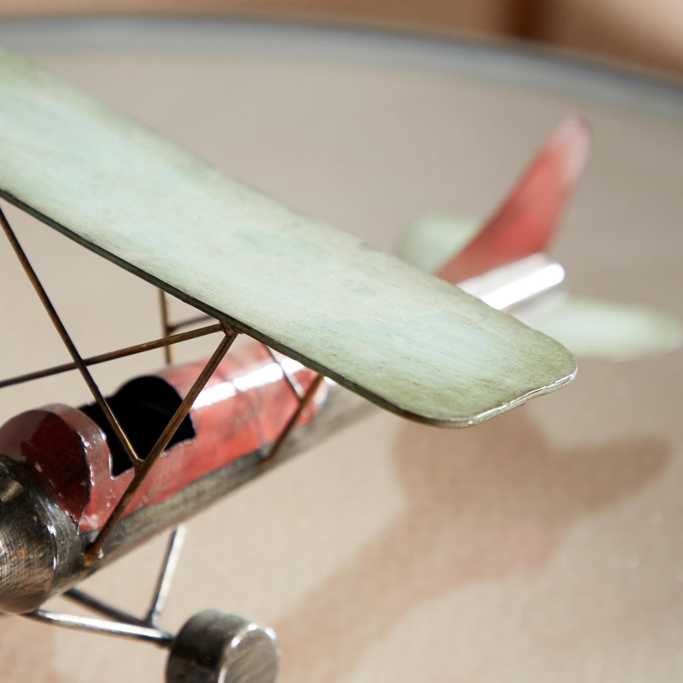 14" x 6" Gray Metal Airplane Sculpture, by DecMode
