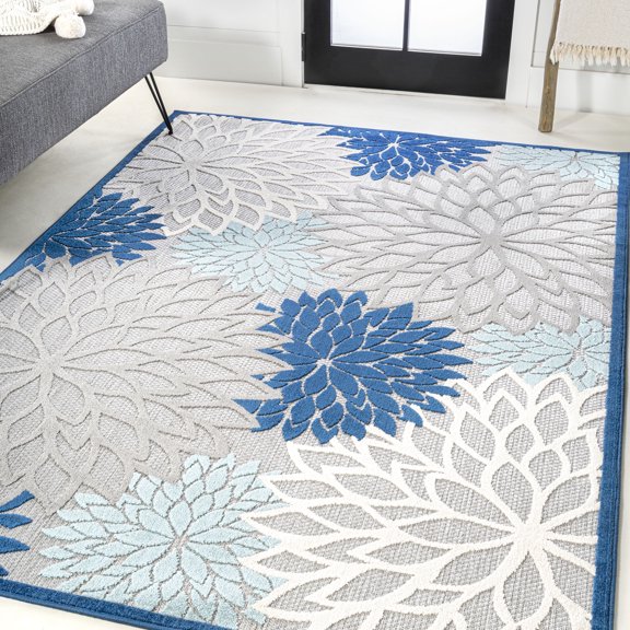 JONATHAN Y AMALFI COAST 8 x 10 Area Rug, Minori Floral - Blue/Gray, AMC109A-8